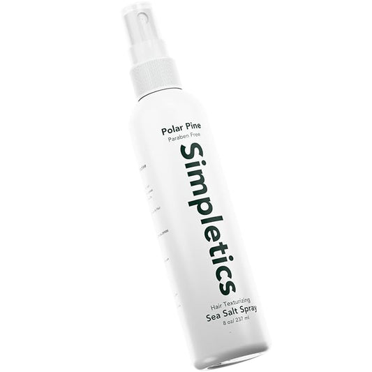 Simpletics Himalayan Sea Salt Hair Spray (Pine Scent) – Natural 5-Ingredient Formula for Beach Waves & Volume – Light Hold, Non-Greasy, Paraben & Sulfate Free – Unisex 8 fl oz