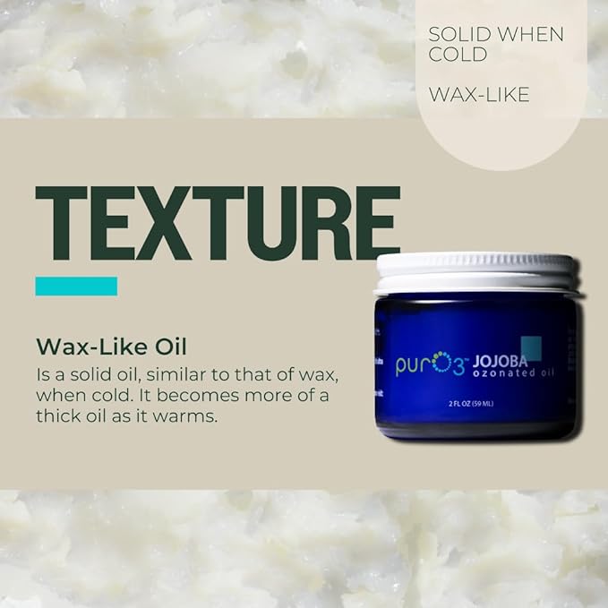 PurO3 Ozonated Jojoba Oil – Pure, Natural, Organic Skincare for Face & Body – Oxygenated Healing Lotion, Moisturizer & Beauty Cream in a Glass Jar – O3 Therapy Salve, 2 oz
