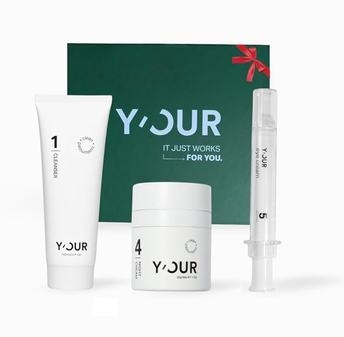 Y’OUR Essential 3-Step Anti-Aging Kit: Hydrating Cleanser, Hydration Cream & Retinol Eye Cream for Wrinkle Reduction, Firming & Deep Hydration. Made in USA