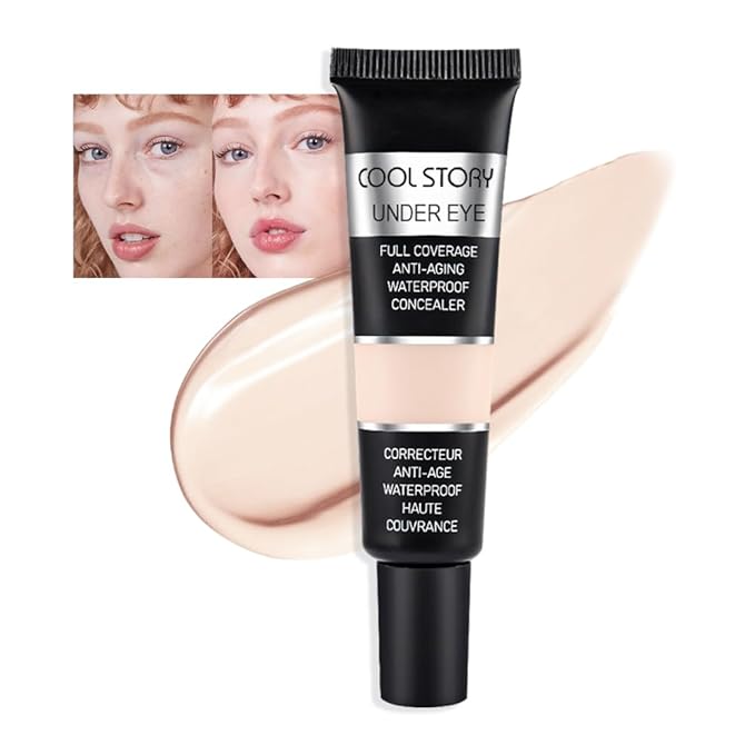 Kaely Under Eye Concealer for Older Women, Color Correcting Full Coverage Concealer for Dark Circles, Puffiness, Redness, Corrector de ojeras, Waterproof Anti Aging, Natural Matte Finish, light C