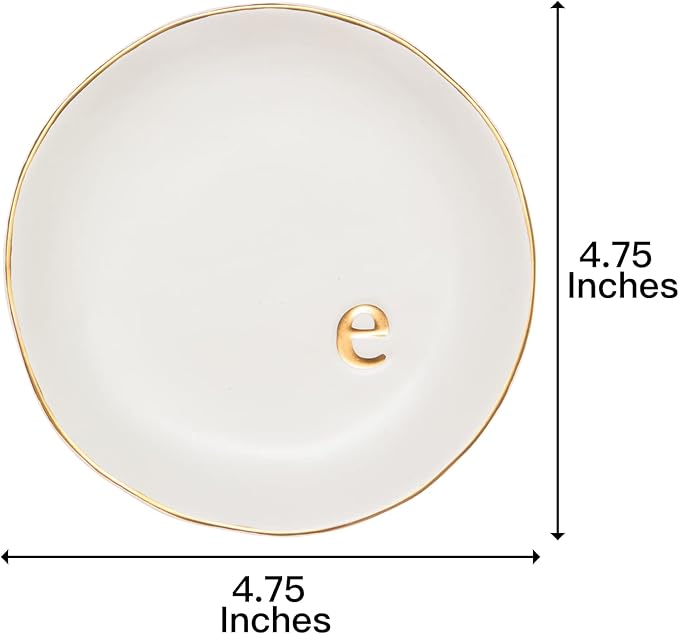 COLLECTIVE HOME - Ceramic Jewelry Tray, Decorative Trinket Dish for Rings Earrings Necklaces Bracelet Watch Keys, Birthday Mother's Day Christmas Gift for Women, 4.75", White Surface (E)