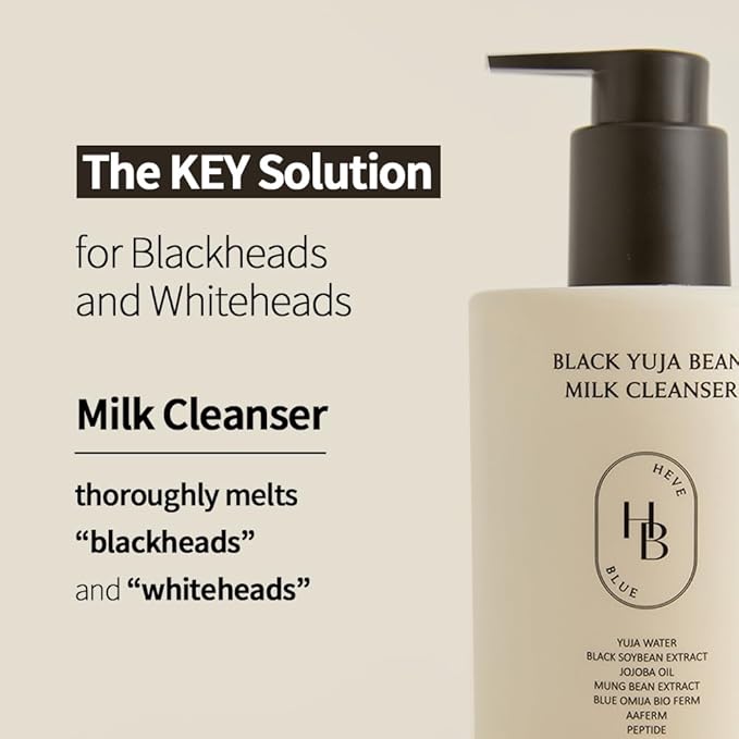Black Yuja Bean Milk Cleanser - Sensitive Skin, Korean Skincare, Vegan, Hypoallergenic, Moisturizing, Hydrating, First Facial Cleansing, Cleansing Milk, K-Beauty, Gentle Face Wash