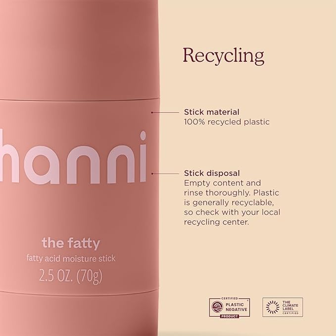 HANNI Fatty Body Moisturizer Stick with Fatty Acids, Travel Size Friendly Solid Lotion for Plumping and Hydration, Fragrance-Free and Safe for Sensitive Skin, 2.5 oz
