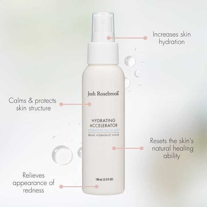 Josh Rosebrook Face Mist Hydrating Spray - Refreshing & Lightweight Antioxidant Hydrating Accelerator - Natural Facial Spray for All Skin Types (100 mL (3.3 fl oz))