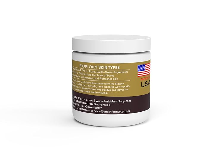 Amish Farms Facial Clay Mud Mask w/All Natural Calcium Bentonite Clay for Oily Skin | Women & Mens Face & Body Clay | 16 Ounce Each | Made in USA