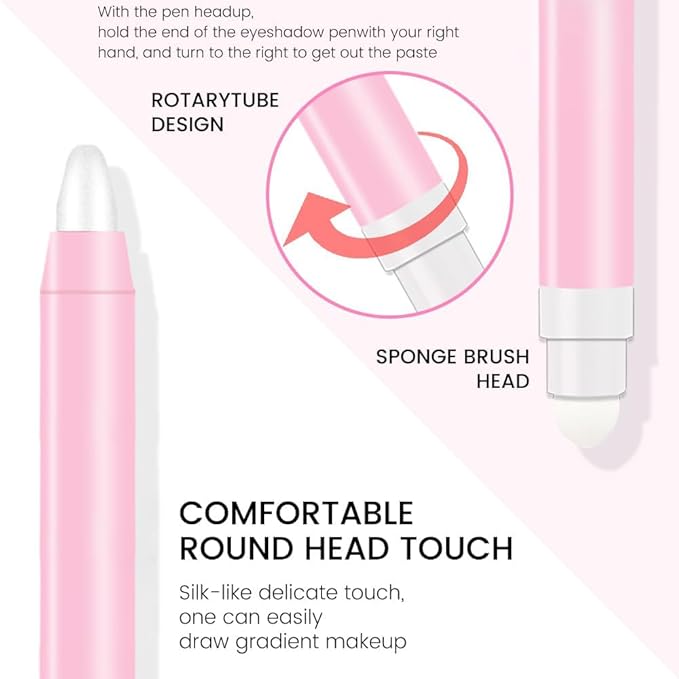 evpct 1Pcs Pearl White Shimmer Cream Eye Shadow Brightener Sticks for Eyes, Double Ended Cream Eyeshadow Stick Pencil Pen with Applicator, Eye Shadow Palette Highlighter Makeup Waterproof Pigmented 01