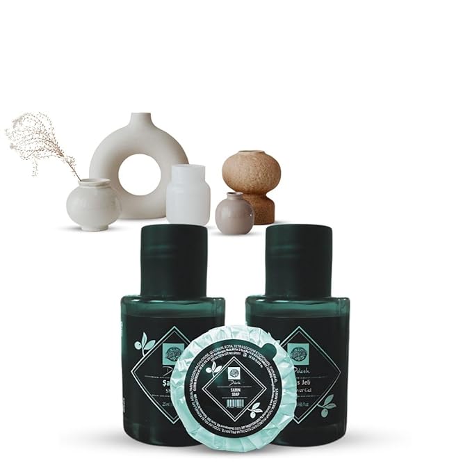 Dolesh by Roomsium 30-Piece Hotel Toiletries Set – Travel-Size Shampoo, Shower Gel & Soap – 0.85 fl oz Bottles & 15g Soaps – Paraben-Free, Cruelty-Free, Elegant Black Guest Amenities