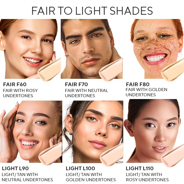 Mirabella Invincible For All HD Liquid Foundation - Anti-Aging Full Coverage Liquid Face Makeup - Moisturizing, Hydrating & Lightweight Foundation for All Skin Types (Light L100)