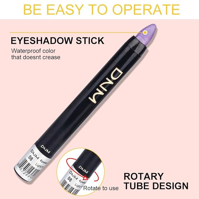 AMY'S DIARY Cream Eyeshadow Stick Set, Waterproof Pearl White, Black, Grey, Silver Shimmer Metallic Eyeshadow Crayon (Set06)