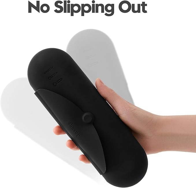 Silicone Makeup Brush Holder，Travel Makeup bag-Soft Portable Cosmetic Face Brushes Holder，Large Travel Makeup Brush Case with Anti-Fall Out Magnetic Closure