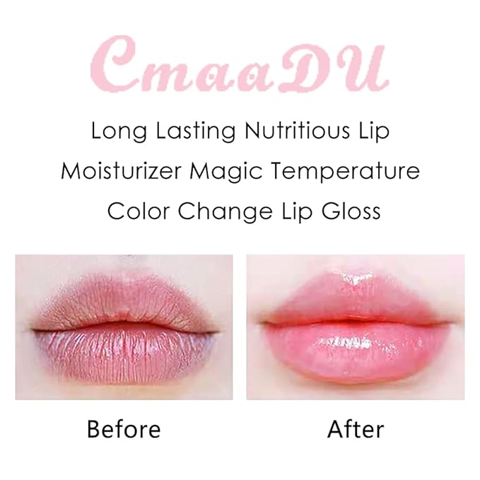 evpct 2Pcs Clear Color Changing PH Tinted Lip Gloss Sets for Women, Pink Mood Lip Oil Gloss Balm Tint Stain Glaze Pack Hydrating 0.11 fl.oz *2