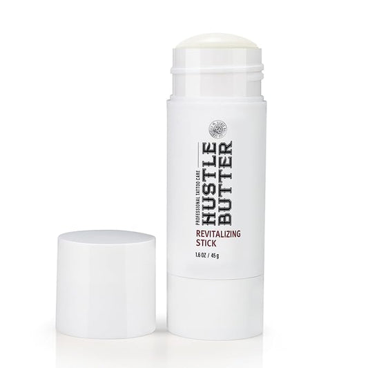 Hustle Butter Tattoo Aftercare - Portable Balm Stick - On The Go Tattoo Aftercare - Naturally Derived Vegan Cruelty Free - Mess Free - 1.6 oz