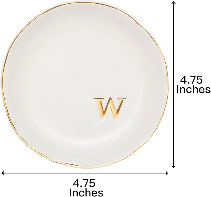 COLLECTIVE HOME - Ceramic Jewelry Tray, Decorative Trinket Dish for Rings Earrings Necklaces Bracelet Watch Keys, Birthday Mother's Day Christmas Gift for Women, 4.75", White Surface (W)