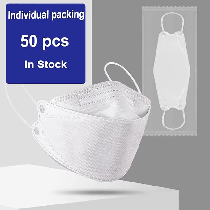 50 PCS KF94 Face Masks 4-Ply Breathable 3D Fàce Mẵsk for Adult,Blue Color