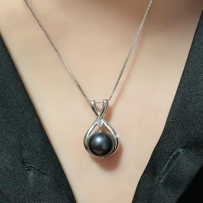 Gifts for Wife Women Anniversary-Tahitian Black Pearl Necklace-Mom Girlfriend Her Fine Jewelry Mothers Day Valentines Christmas Birthdays Gift