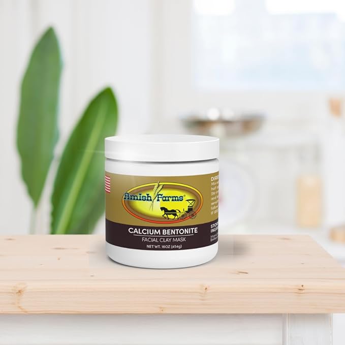 Amish Farms Facial Clay Mud Mask w/All Natural Calcium Bentonite Clay for Oily Skin | Women & Mens Face & Body Clay | 16 Ounce Each | Made in USA