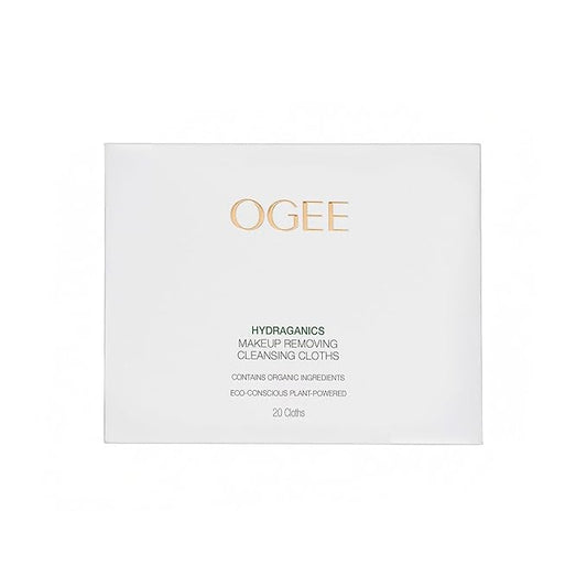 Ogee Gentle Makeup Remover Wipes - Moisturizing Makeup Wipes - Nourishing Formula of Jojoba Oil, Aloe Vera & Essential Oils - Facial Cleansing Cloths (20ct)