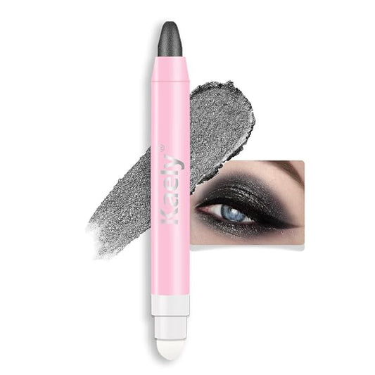 evpct 1Pcs Pearl Black Shimmer Cream Eye Shadow Brightener Sticks for Eyes, Double Ended Cream Eyeshadow Stick Pencil Pen with Applicator, Eye Shadow Palette Highlighter Makeup Waterproof Pigmented 03