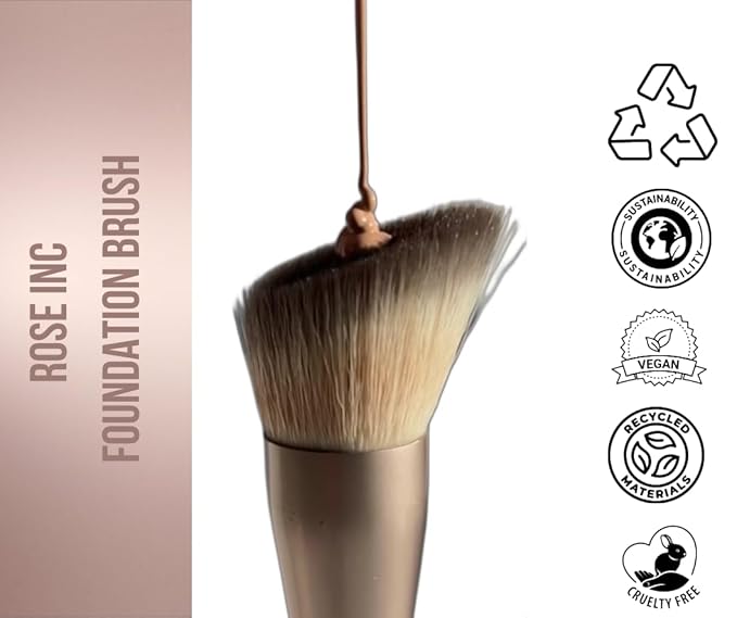 Rose Inc Number 3 Foundation Brush - Angled Vegan Brush for Seamless Blending and Natural Finish