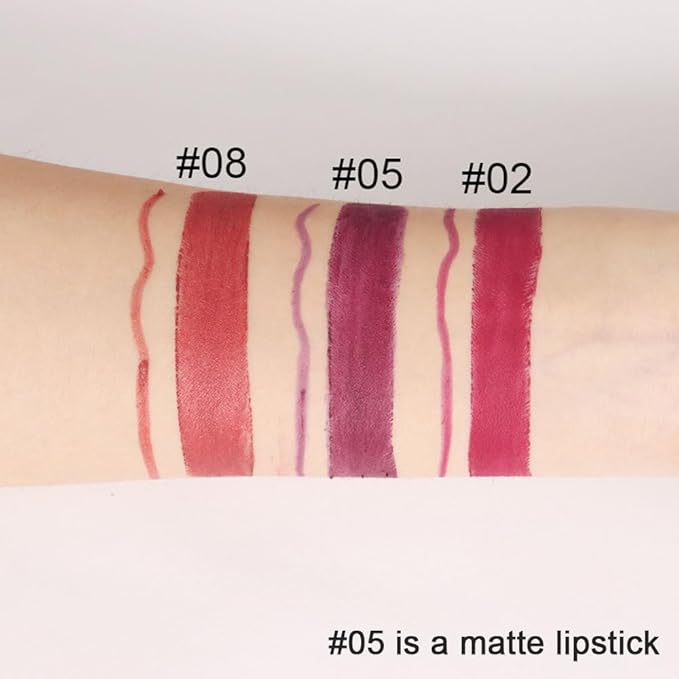 Kaely 2-in-1 Plum Purple Lip Liner & Lipstick Set Kit for Women, Matte Lips Kit with Lip Liner Lip Stains Long Lasting Waterproof 24 Hour Lipstick and Lip Liners Combo Lipliners Pencil Set 05