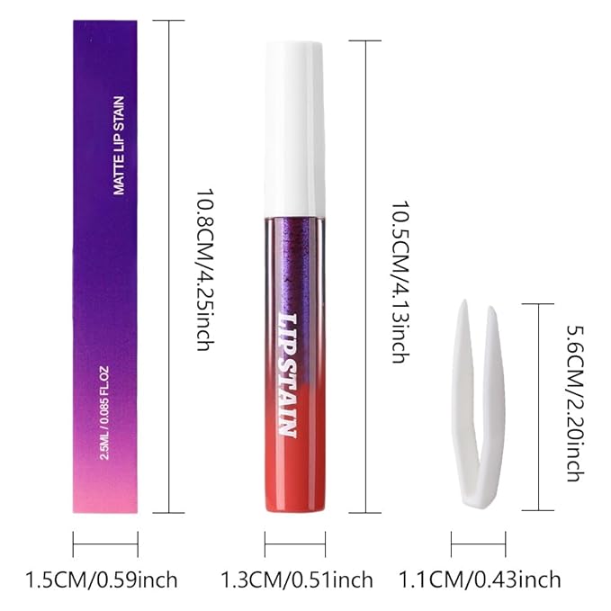 3Pcs Matte Liquid Lip Stain Peel Off Lip liner Tattoo with Tweezer, Maroon Red & Mauve & Red Lipstick Lipstain Long Lasting Waterproof for Women, Highly Pigmented Not Faded Smudge-proof Easy to Apply