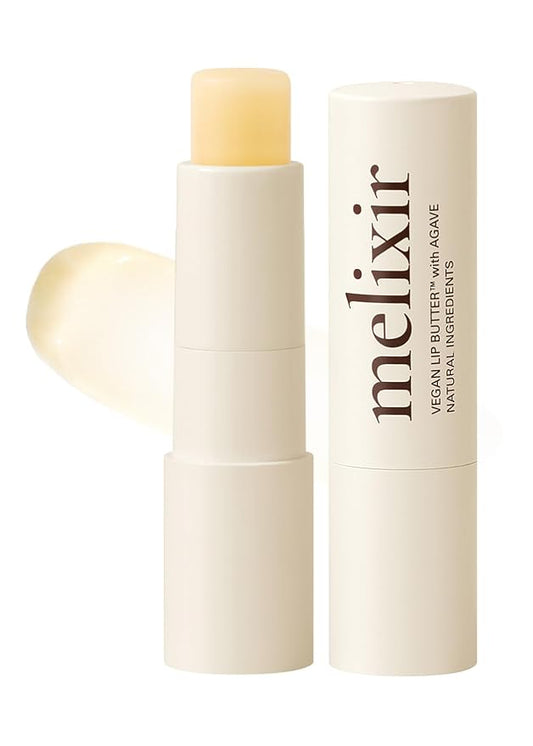 Melixir Vegan Lip Butter #01 Agave(Clear), Hydrating Tinted Lip Balm Stick, Bee-Free, Petrolatum-Free, Plant-Based With Shea Butter, Nourishing Care for Dry, Chapped Lips, Natural Finish