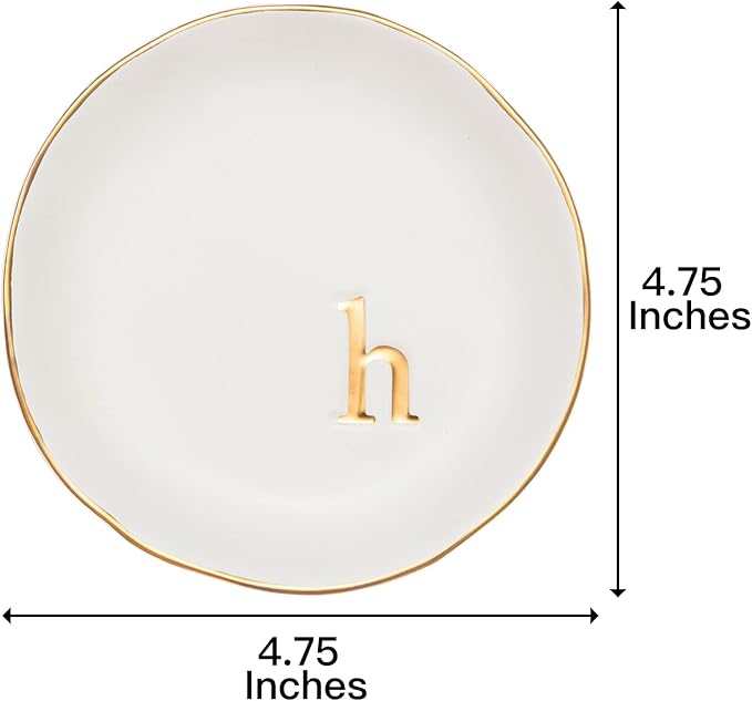 COLLECTIVE HOME - Ceramic Jewelry Tray, Decorative Trinket Dish for Rings Earrings Necklaces Bracelet Watch Keys, Birthday Mother's Day Christmas Gift for Women, 4.75", White Surface (H)