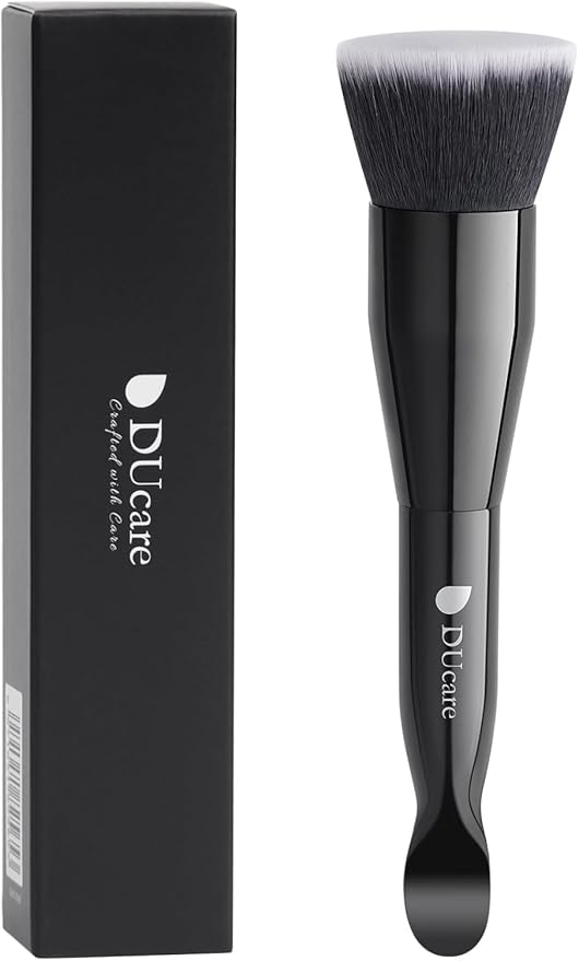 DUcare Foundation Brushes Flat Top Dual-Ended Kabuki Brush for Liquid, Cream and Powder Face Makeup With Handle