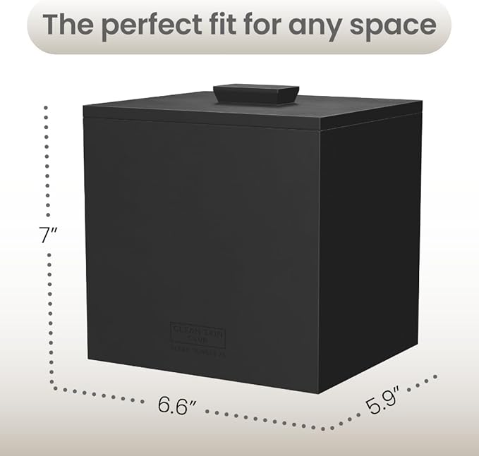 CLEAN SKIN CLUB Cement Box for 50 Disposable Clean Towels XL (Towels NOT Included), Concrete Container for Face Towelettes Bathroom Counter Storage, Cleansing Facial Dry Wipes - Matte Onyx