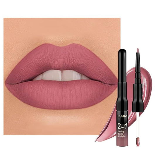 Kaely 2-in-1 Matte Lipstick and Lip Liner, Liquid Lip Stain Makeup for women Long Lasting Waterproof Smudge Proof, labiales matte mate larga duracion listip 24 hours originales, 34 Mauve