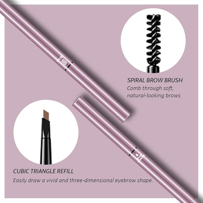 6 Pcs Light Brown Eyebrow Pencils for Women,with Spoolie Brush,Eyebrow Pencil Soft Textured,Waterproof Sweat-proof for Fills in Sparse Areas and Gaps Create a Natural Eye Brow,Vegan & Cruelty-Free