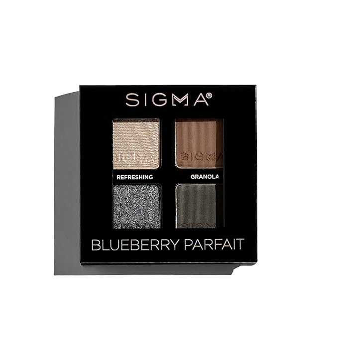 Sigma Beauty Quad Eyeshadow Palette – Makeup Eyeshadow Quad with a Buttery Soft Formula and Buildable, Blendable Shades for a Flawless Eye Look, Designed for All Day Wear (Blueberry Parfait)