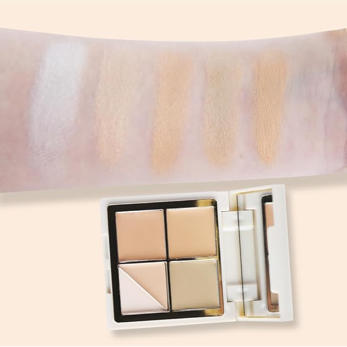 5 Colors Pot Concealer Full Coverage kit with Brush for Older Women, Under Eye Color Corrector Tri Color Concealer Palette for Dark Circles Mature Skin Makeup, Waterproof Foundation Color Corrector, 1