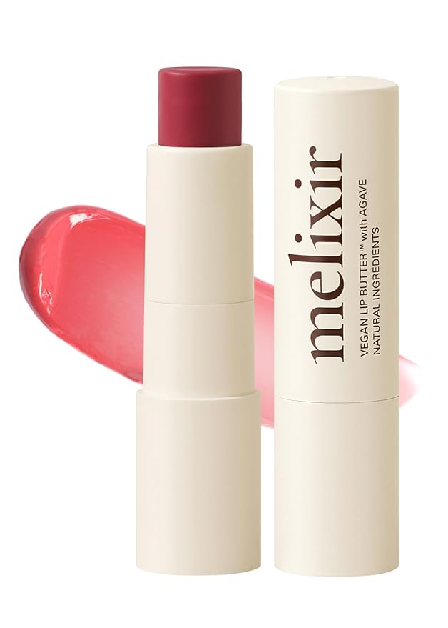 Melixir Vegan Lip Butter #05 Dewy Rose, Hydrating Tinted Lip Balm Stick, Bee-Free, Petrolatum-Free, Plant-Based With Shea Butter, Nourishing Care for Dry, Chapped Lips, Natural Finish
