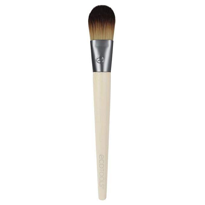 EcoTools Classic Foundation Face Brush, For Liquid, & Cream Foundation, Flat Foundation Brush, Makeup Brush For Natural Makeup, Buildable Coverage, Synthetic Bristles, Cruelty- Free, 1 Count