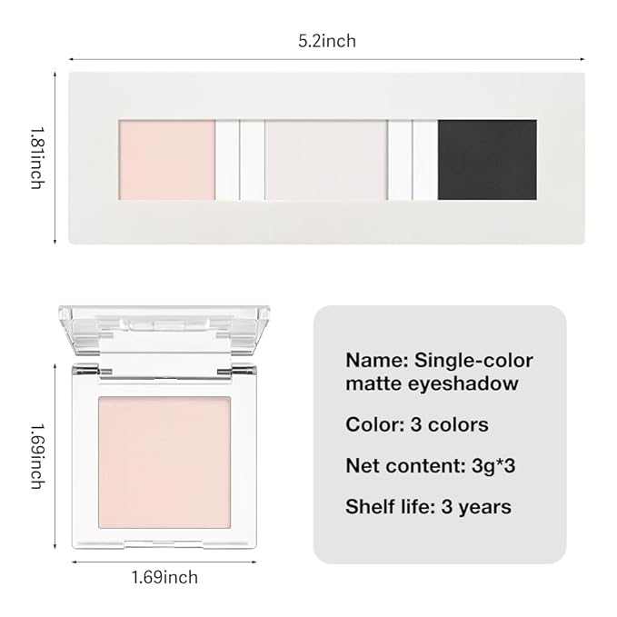 AMY'S DIARY White Black Pink Matte Eyeshadow Palette 3 pics set – Long-Lasting & Highly Pigmented, Vegan & Cruelty-Free