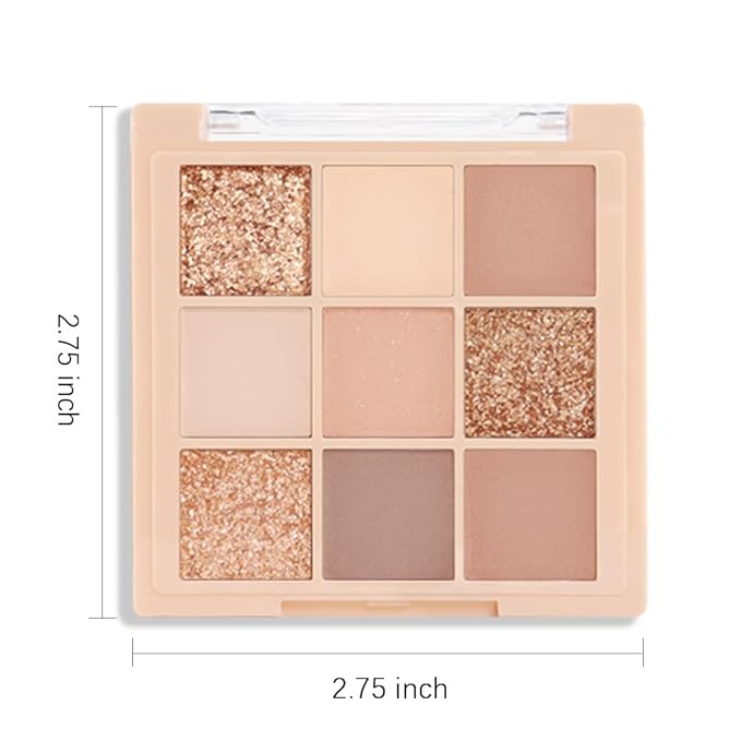 AMY'S DIARY Matte nude neutral Eye Shadow Palette Makeup,Eyeshadow Long Lasting Waterproof Cruelty-Free, 9 Blendable Shades in Smooth for girls (01#)