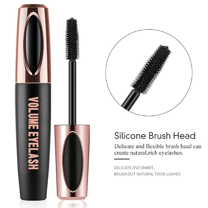 3 PCS 4D Silk Fiber Lash Mascara Waterproof Mascara Eyelash Extension Thicker Voluminous Eyelashes, Smudge-proof, Long-Lasting, Dramatic Extension, Smudge-proof, Hypoallergenic Formula (3 Packs)
