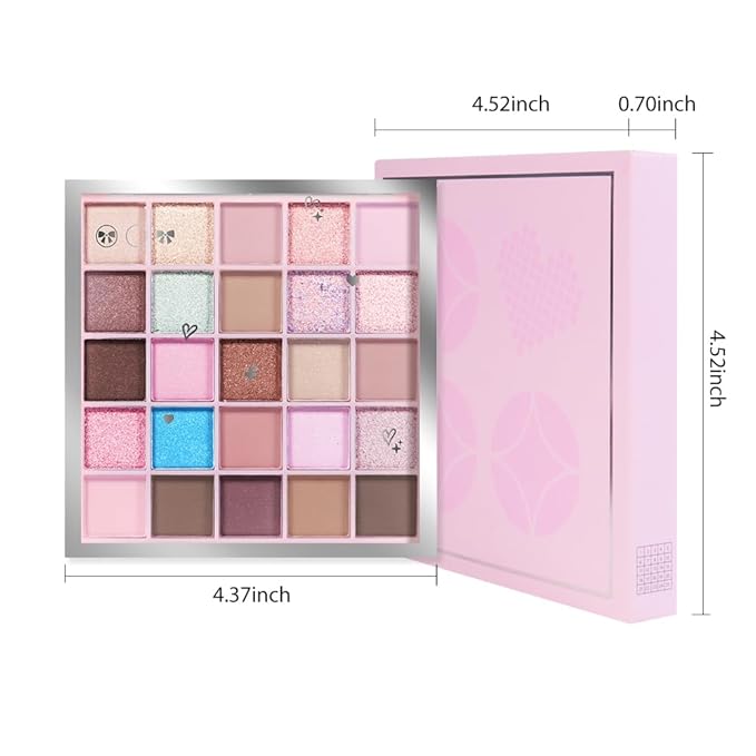 Eyeshadow Palette, 25 - Shades Matte & Shimmer Finishes, Glitter Pigment Eye Makeup, Blendable Powder Cream, Rich Color Selection, Cruelty Free, Professional-01#