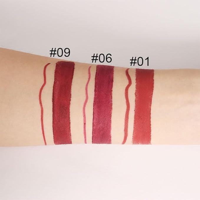 evpct 3Pcs Dark Ruby Wine Red Lip Liner and Lipstick Set Kit for Women Matte Matt 24 Hour Lipstick and with Lip Liner Pencil Set Waterproof Long Lasting 24 labial labiales mate 24 horas originales