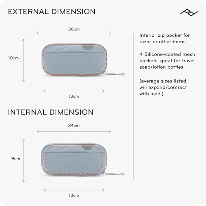 Peak Design Small Wash Pouch, Coyote, Ocean Edition, Travel Toiletry Bag, Upright or Hanging Dopp Kit with Pockets, Magnetic Toothbrush Pocket, Wide UltraZip Opening, Toiletry Bag for Men and Women