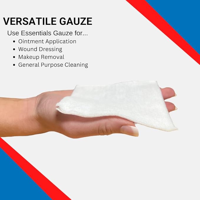 Essentials Non-Sterile Gauze Sponges – One (1) Full Case (10 Packs of 200), 4-Ply, 4’’ x 4’’ Pads, One Package, Non-Woven Sponges, Wound Care Product for First Aid Kit/Medical Facilities