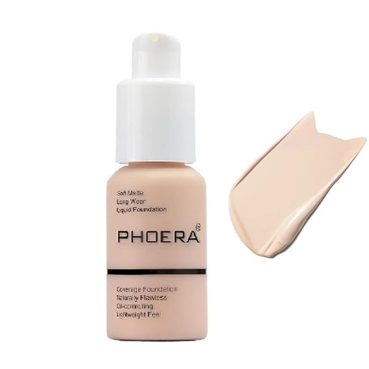 PHOERA Foundation,Flawless Soft Matte Oil Contro Concealer Long-Lasting Waterproof Full Coverage Foundation Makeup .(1Pcs-101# Porcelain)