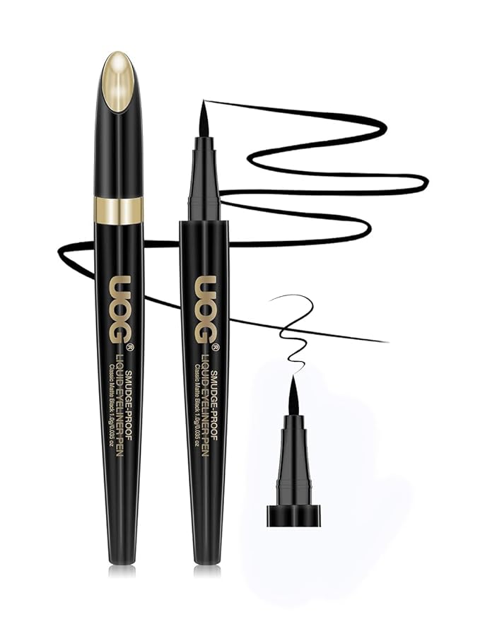 UOG (United One) Liquid Eyeliner - Waterproof, Smudge-Proof, Quick-Dry Formula with Precise Slender Brush Tip, Allergy-Free & Long-Lasting Up to 72 Hours. 1.0mL/0.035 Fl oz