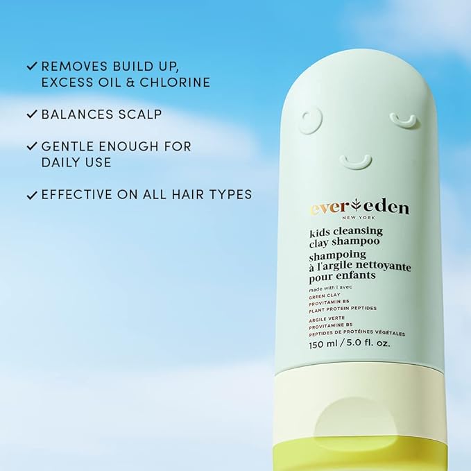 Evereden After Swim & Sports Kids Shampoo: With Cleansing Clay | Detoxifies Hair & Scalp from Chlorine, Dirt, and Sweat | Clean & Vegan Kid Shampoo for Daily Use and Any Hair Type