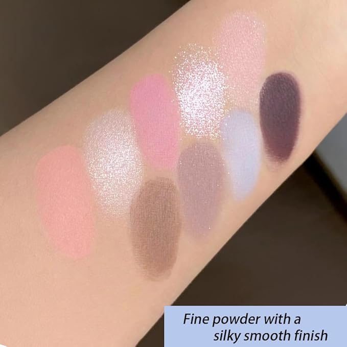 Pink Brown Matte Shimmer Eye Shadow Palette for Eye Makeup, High Pigmented Neutral Nude Silver Shadow Primers Powder Palet de sombras de ojos for Long Lasting Naturing-Looking