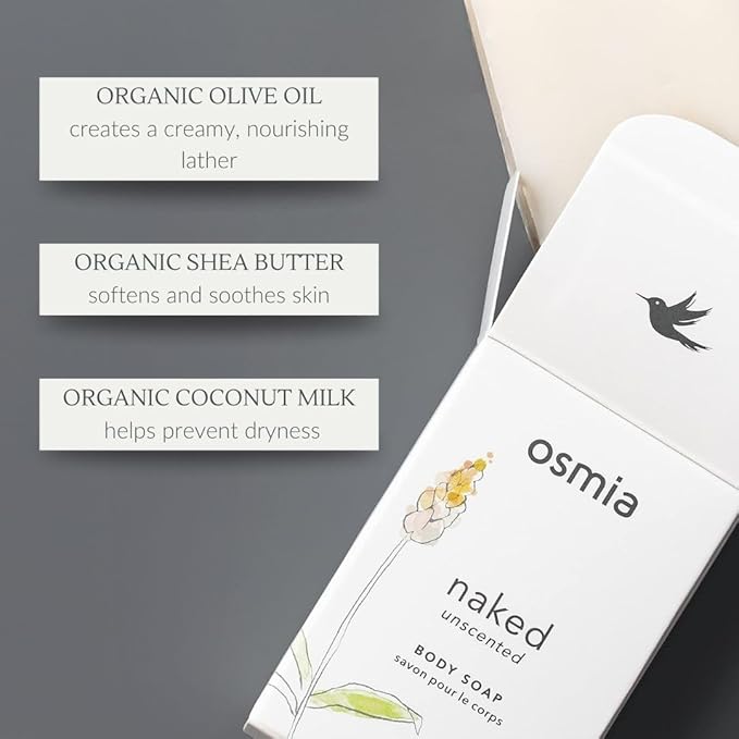 Osmia Skincare Natural Naked Body Soap | Nourish, Moisturize, Soften | Unscented, Sensitive Skin Safe | Clean Beauty For Healthy Skin (4 oz | 113 g)