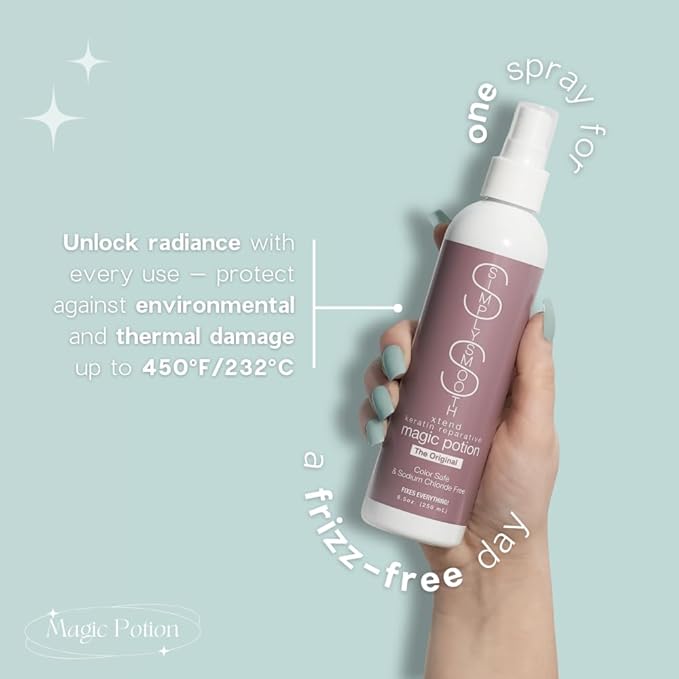 SIMPLY SMOOTH Xtend Keratin Reparative Magic Potion Original Leave In Conditioner Detangler & Heat Protection Spray Repair & Reduce Breakage Color Safe & Sodium Chloride Free 33.8 Oz