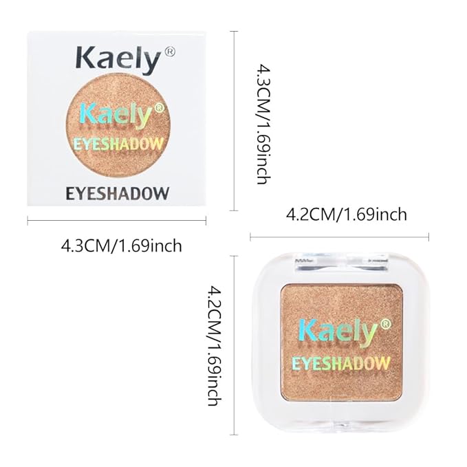 Kaely Pressed Single Eyeshadow Makeup, Golden Shimmer Highly Pigmented Monochrome Eye Shadow Palette, Waterproof Neutral Powder Mini Eyeshadow, sombras para ojos, Lightweight Blendable, 06