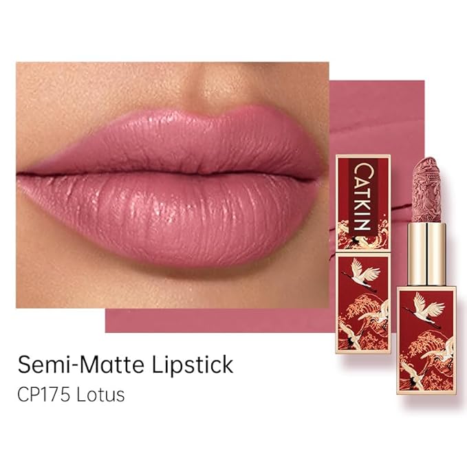 Catkin Semi-Matte Lipstick Hydrating High Impact Color Infused with Vitamin E and Avocado Oil Smooth Soft Texture Long Lasting Matte Finish 175